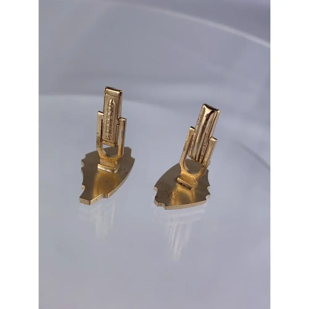 Atomic Star Gold Tone Cufflinks Tie Clip Bar Mid Century Modern Shape Vintage